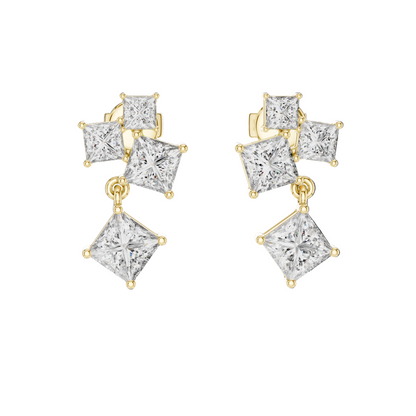 2.86 CT Lab-Created VVS-VS-EF CVD Diamond Earrings | Princess Cut | 18KT, 14KT, 10KT Gold & 925 Silver | Rose, Yellow, White Gold & Moissanite Options
