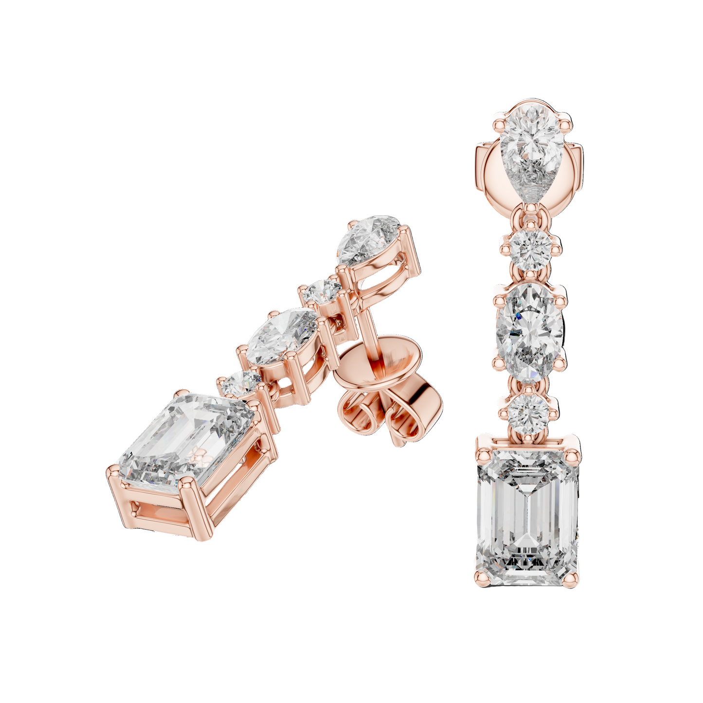 2.87 CT Lab VVS-VS-EF CVD Diamond Drop Earrings | 18KT, 14KT, 10KT Gold & 925 Silver | Rose, Yellow, White Gold & Moissanite Options