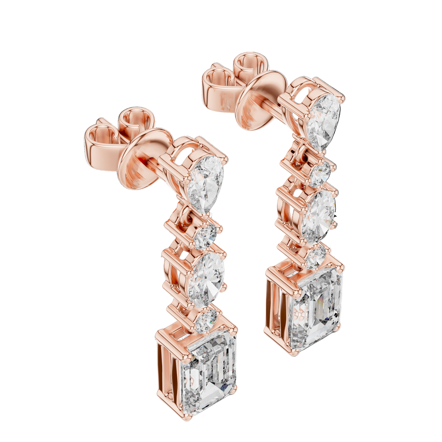 2.87 CT Lab VVS-VS-EF CVD Diamond Drop Earrings | 18KT, 14KT, 10KT Gold & 925 Silver | Rose, Yellow, White Gold & Moissanite Options