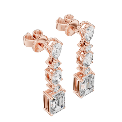2.87 CT Lab VVS-VS-EF CVD Diamond Drop Earrings | 18KT, 14KT, 10KT Gold & 925 Silver | Rose, Yellow, White Gold & Moissanite Options