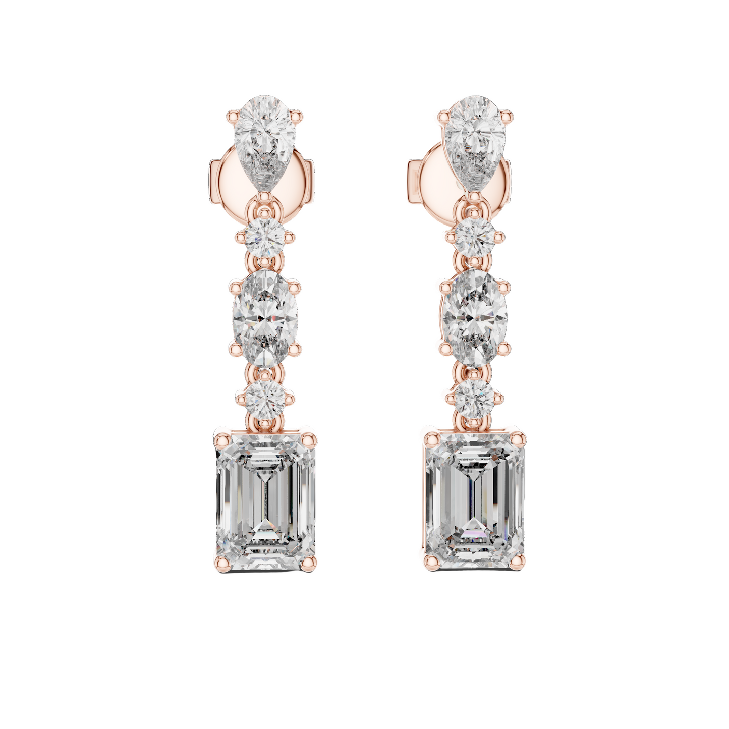 2.87 CT Lab VVS-VS-EF CVD Diamond Drop Earrings | 18KT, 14KT, 10KT Gold & 925 Silver | Rose, Yellow, White Gold & Moissanite Options