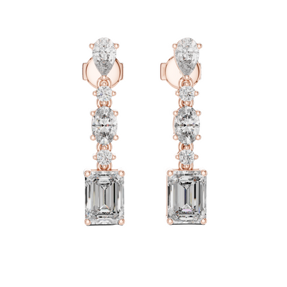2.87 CT Lab VVS-VS-EF CVD Diamond Drop Earrings | 18KT, 14KT, 10KT Gold & 925 Silver | Rose, Yellow, White Gold & Moissanite Options