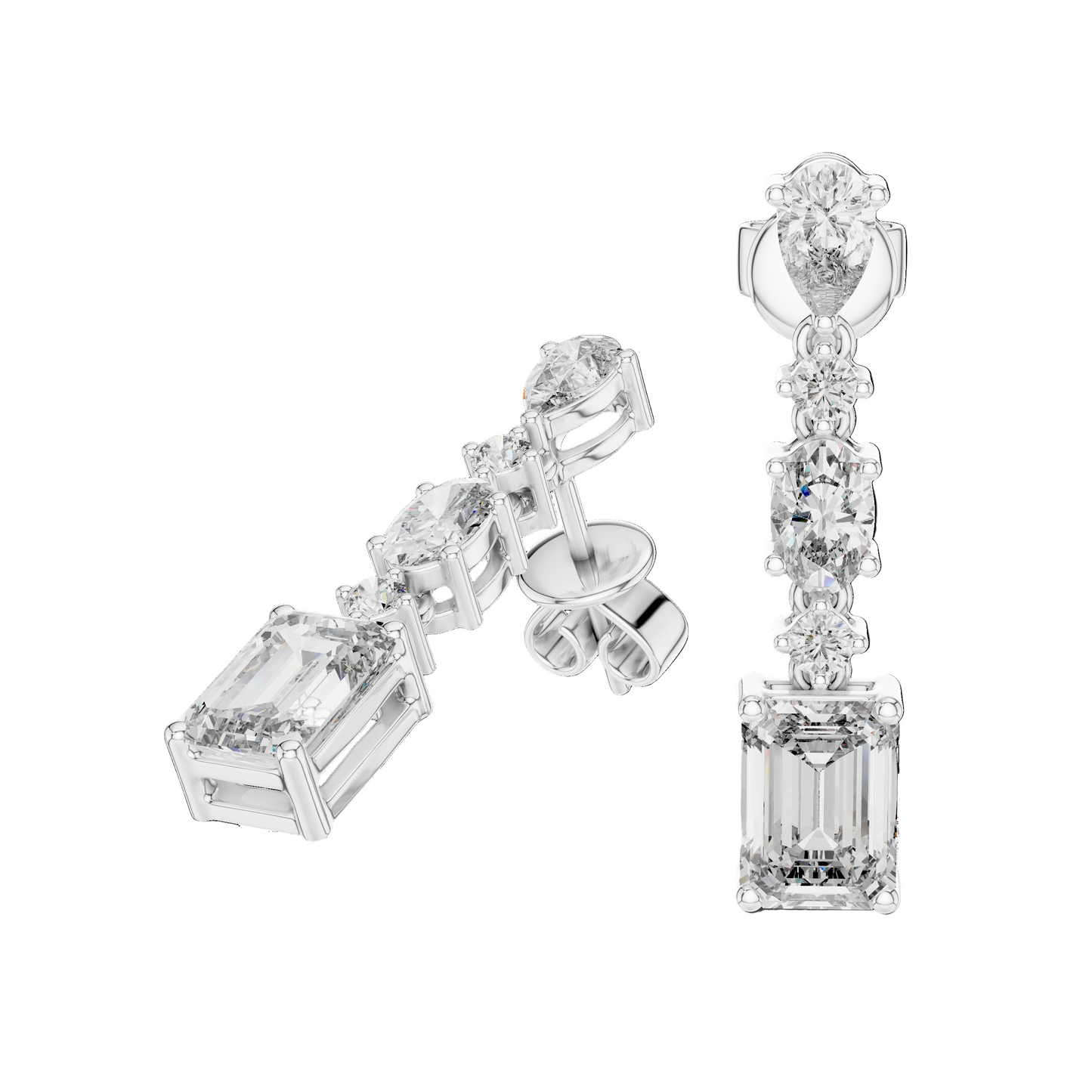 2.87 CT Lab VVS-VS-EF CVD Diamond Drop Earrings | 18KT, 14KT, 10KT Gold & 925 Silver | Rose, Yellow, White Gold & Moissanite Options