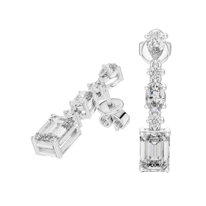2.87 CT Lab VVS-VS-EF CVD Diamond Drop Earrings | 18KT, 14KT, 10KT Gold & 925 Silver | Rose, Yellow, White Gold & Moissanite Options