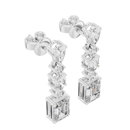 2.87 CT Lab VVS-VS-EF CVD Diamond Drop Earrings | 18KT, 14KT, 10KT Gold & 925 Silver | Rose, Yellow, White Gold & Moissanite Options
