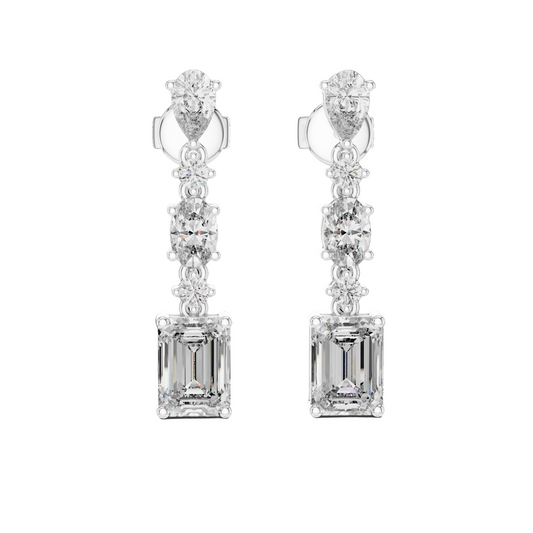 2.87 CT Lab VVS-VS-EF CVD Diamond Drop Earrings | 18KT, 14KT, 10KT Gold & 925 Silver | Rose, Yellow, White Gold & Moissanite Options
