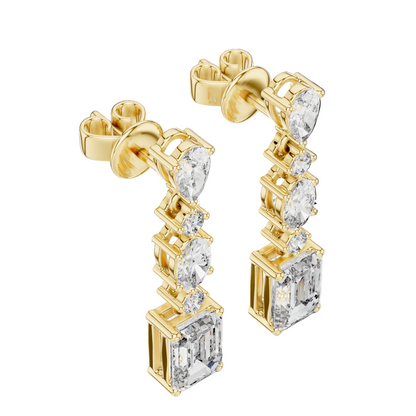 2.87 CT Lab VVS-VS-EF CVD Diamond Drop Earrings | 18KT, 14KT, 10KT Gold & 925 Silver | Rose, Yellow, White Gold & Moissanite Options