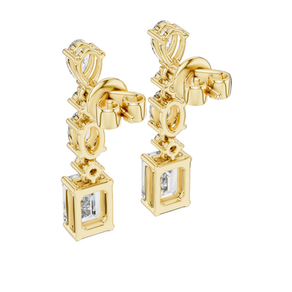 2.87 CT Lab VVS-VS-EF CVD Diamond Drop Earrings | 18KT, 14KT, 10KT Gold & 925 Silver | Rose, Yellow, White Gold & Moissanite Options