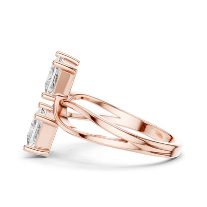1.30 CT Princess Cut Lab Diamond Double Stone Ring | VVS-VS EF Clarity | 18KT, 14KT, 10KT Gold & 925 Silver | Rose, Yellow, White Gold & Moissanite Options