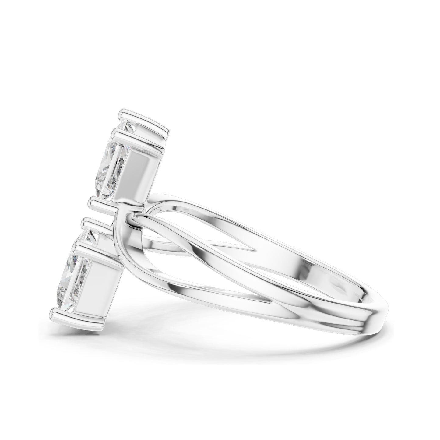 1.30 CT Princess Cut Lab Diamond Double Stone Ring | VVS-VS EF Clarity | 18KT, 14KT, 10KT Gold & 925 Silver | Rose, Yellow, White Gold & Moissanite Options
