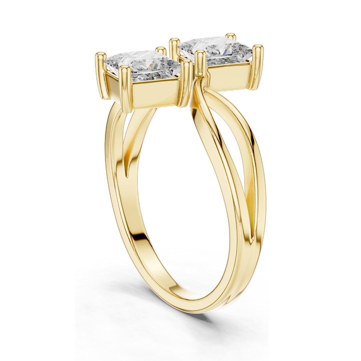 1.30 CT Princess Cut Lab Diamond Double Stone Ring | VVS-VS EF Clarity | 18KT, 14KT, 10KT Gold & 925 Silver | Rose, Yellow, White Gold & Moissanite Options