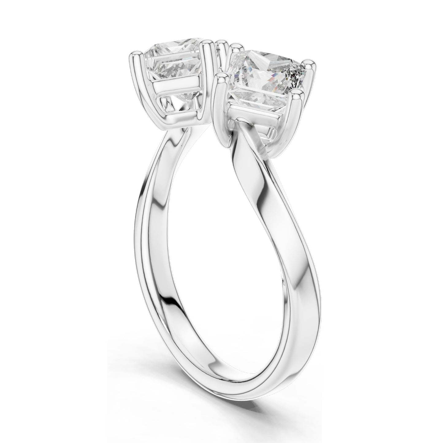 0.90 CT Princess Cut Lab Diamond Two-Stone Ring for Women | VVS-VS EF Clarity | 18KT, 14KT, 10KT Gold & 925 Silver | Rose, Yellow, White Gold & Moissanite Options