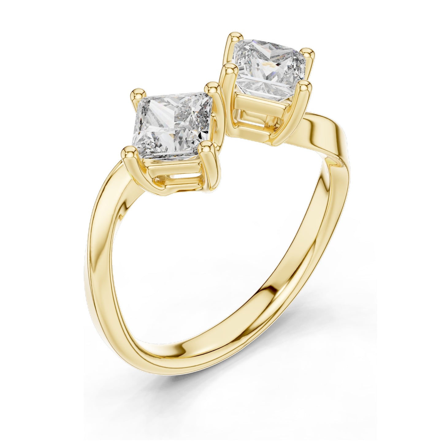 0.90 CT Princess Cut Lab Diamond Two-Stone Ring for Women | VVS-VS EF Clarity | 18KT, 14KT, 10KT Gold & 925 Silver | Rose, Yellow, White Gold & Moissanite Options