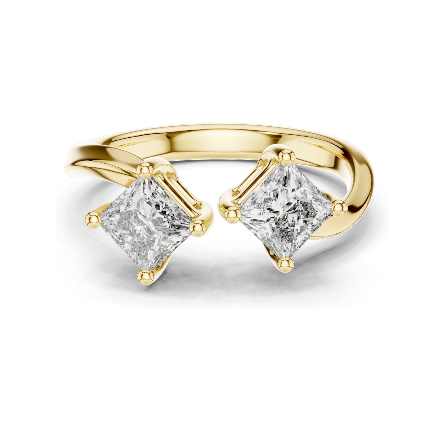 0.90 CT Princess Cut Lab Diamond Two-Stone Ring for Women | VVS-VS EF Clarity | 18KT, 14KT, 10KT Gold & 925 Silver | Rose, Yellow, White Gold & Moissanite Options