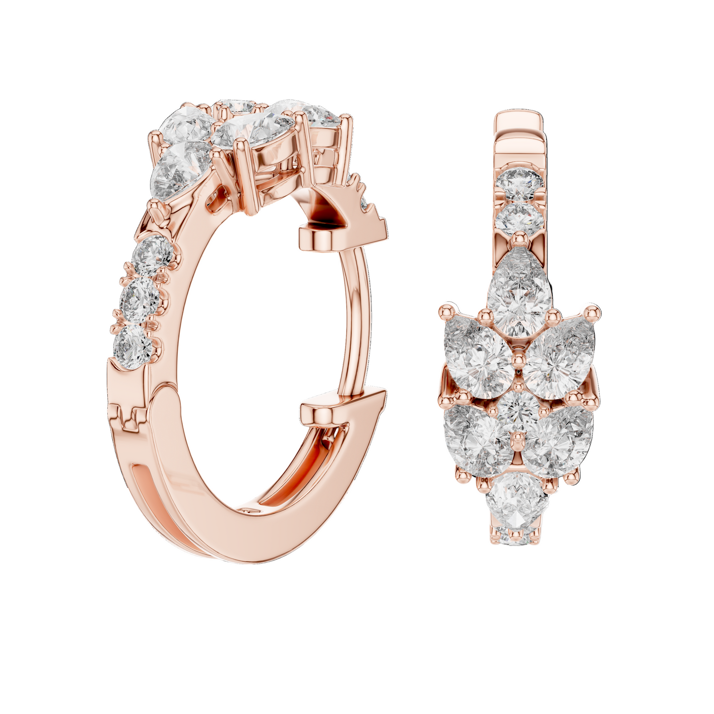 0.17 CT Lab Diamond Pear & Round Cut Earrings | VVS-VS EF CVD Diamonds | 18KT, 14KT, 10KT Gold & 925 Silver | Rose, Yellow, White Gold | Moissanite Option