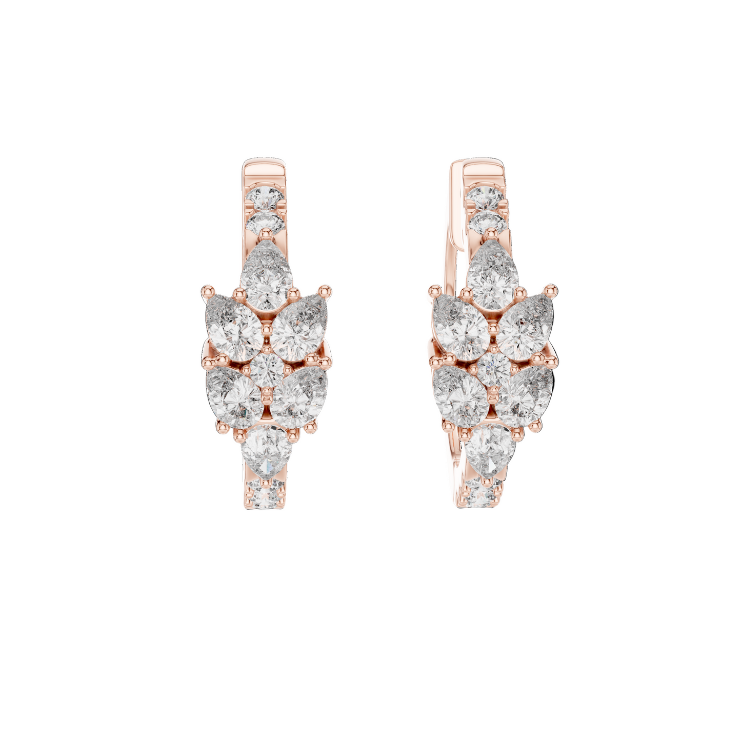 0.17 CT Lab Diamond Pear & Round Cut Earrings | VVS-VS EF CVD Diamonds | 18KT, 14KT, 10KT Gold & 925 Silver | Rose, Yellow, White Gold | Moissanite Option