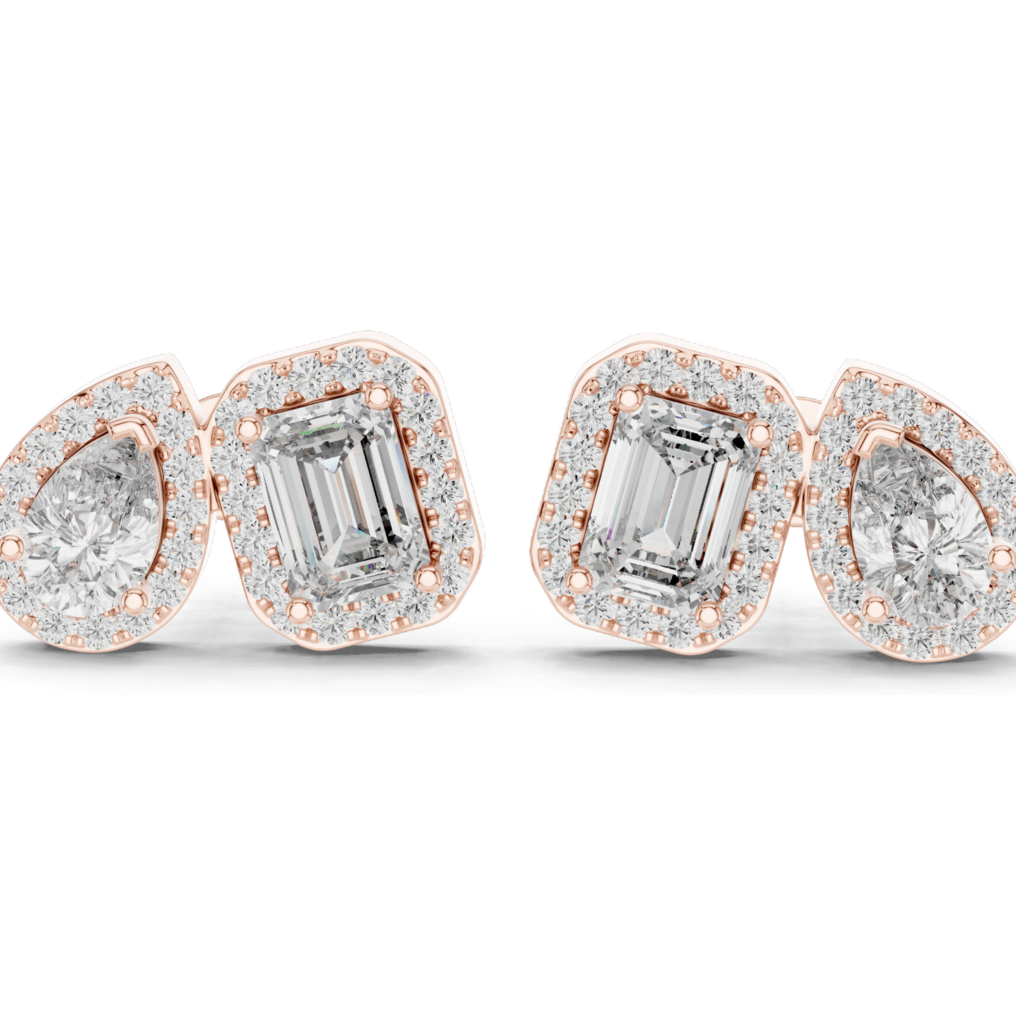 3.906 CT Lab-Grown Diamond Earrings | Cushion and Pear Cut | 18KT, 14KT, 10KT Gold & 925 Silver | Rose, Yellow, White Gold | Luxury Fine Jewelry