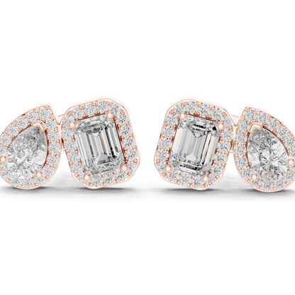 3.906 CT Lab-Grown Diamond Earrings | Cushion and Pear Cut | 18KT, 14KT, 10KT Gold & 925 Silver | Rose, Yellow, White Gold | Luxury Fine Jewelry