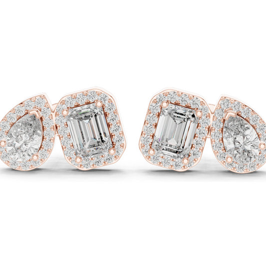 3.906 CT Lab-Grown Diamond Earrings | Cushion and Pear Cut | 18KT, 14KT, 10KT Gold & 925 Silver | Rose, Yellow, White Gold | Luxury Fine Jewelry