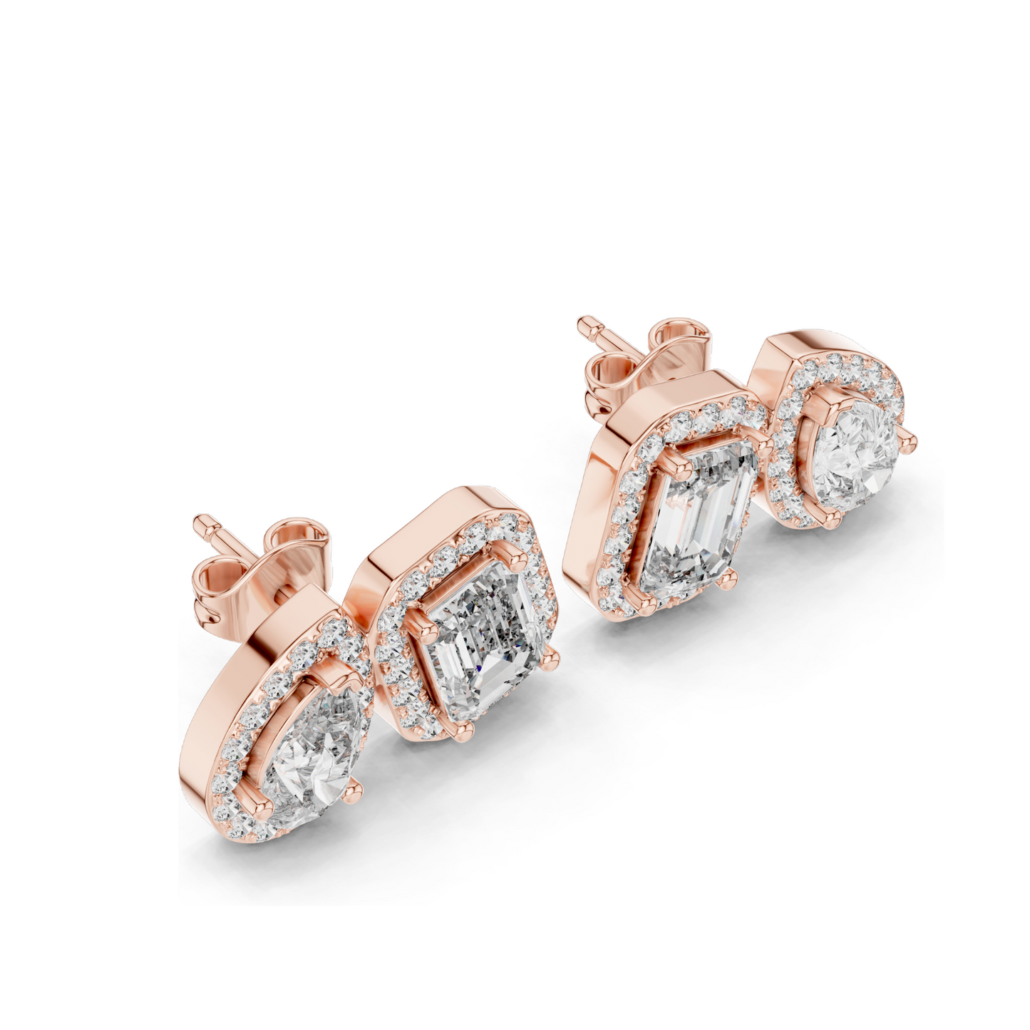 3.906 CT Lab-Grown Diamond Earrings | Cushion and Pear Cut | 18KT, 14KT, 10KT Gold & 925 Silver | Rose, Yellow, White Gold | Luxury Fine Jewelry