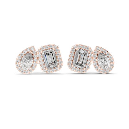 3.906 CT Lab-Grown Diamond Earrings | Cushion and Pear Cut | 18KT, 14KT, 10KT Gold & 925 Silver | Rose, Yellow, White Gold | Luxury Fine Jewelry