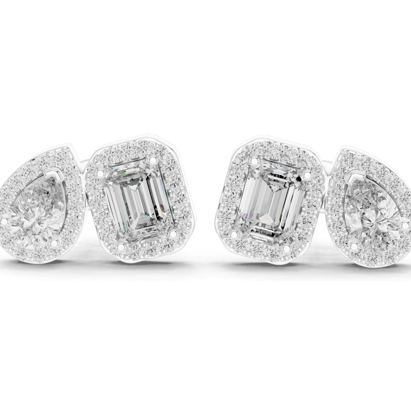3.906 CT Lab-Grown Diamond Earrings | Cushion and Pear Cut | 18KT, 14KT, 10KT Gold & 925 Silver | Rose, Yellow, White Gold | Luxury Fine Jewelry