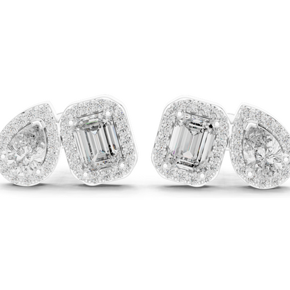 3.906 CT Lab-Grown Diamond Earrings | Cushion and Pear Cut | 18KT, 14KT, 10KT Gold & 925 Silver | Rose, Yellow, White Gold | Luxury Fine Jewelry