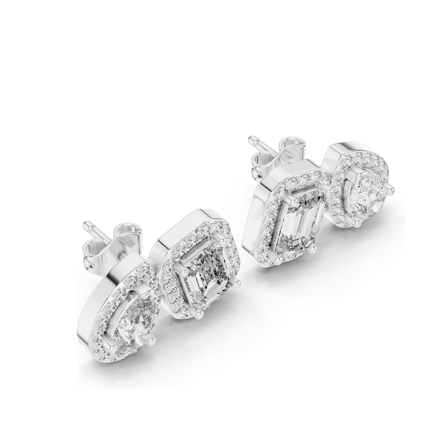 3.906 CT Lab-Grown Diamond Earrings | Cushion and Pear Cut | 18KT, 14KT, 10KT Gold & 925 Silver | Rose, Yellow, White Gold | Luxury Fine Jewelry