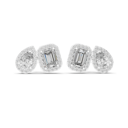 3.906 CT Lab-Grown Diamond Earrings | Cushion and Pear Cut | 18KT, 14KT, 10KT Gold & 925 Silver | Rose, Yellow, White Gold | Luxury Fine Jewelry