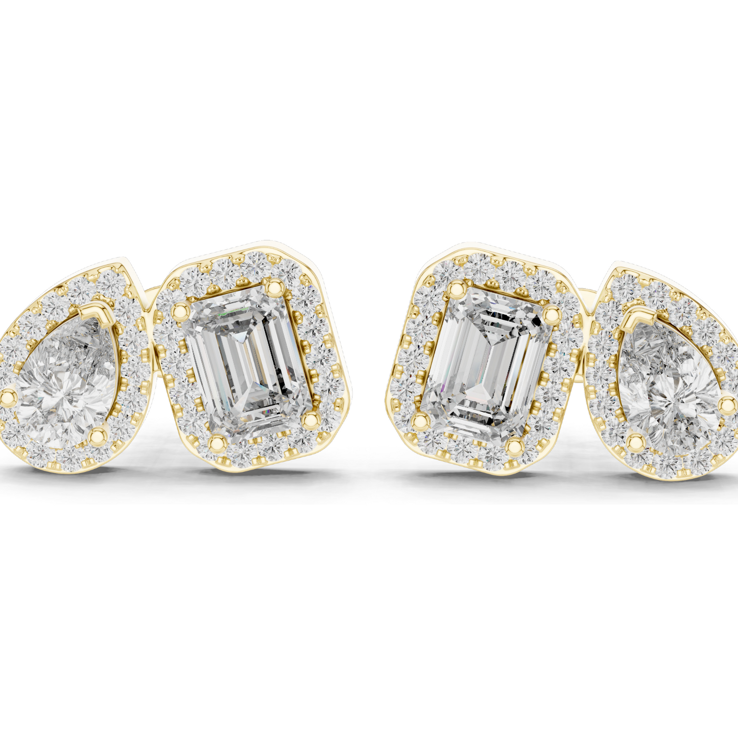 3.906 CT Lab-Grown Diamond Earrings | Cushion and Pear Cut | 18KT, 14KT, 10KT Gold & 925 Silver | Rose, Yellow, White Gold | Luxury Fine Jewelry