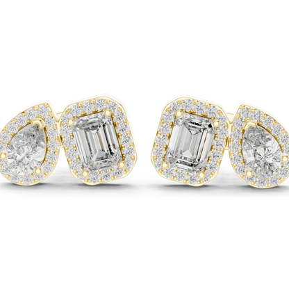 3.906 CT Lab-Grown Diamond Earrings | Cushion and Pear Cut | 18KT, 14KT, 10KT Gold & 925 Silver | Rose, Yellow, White Gold | Luxury Fine Jewelry