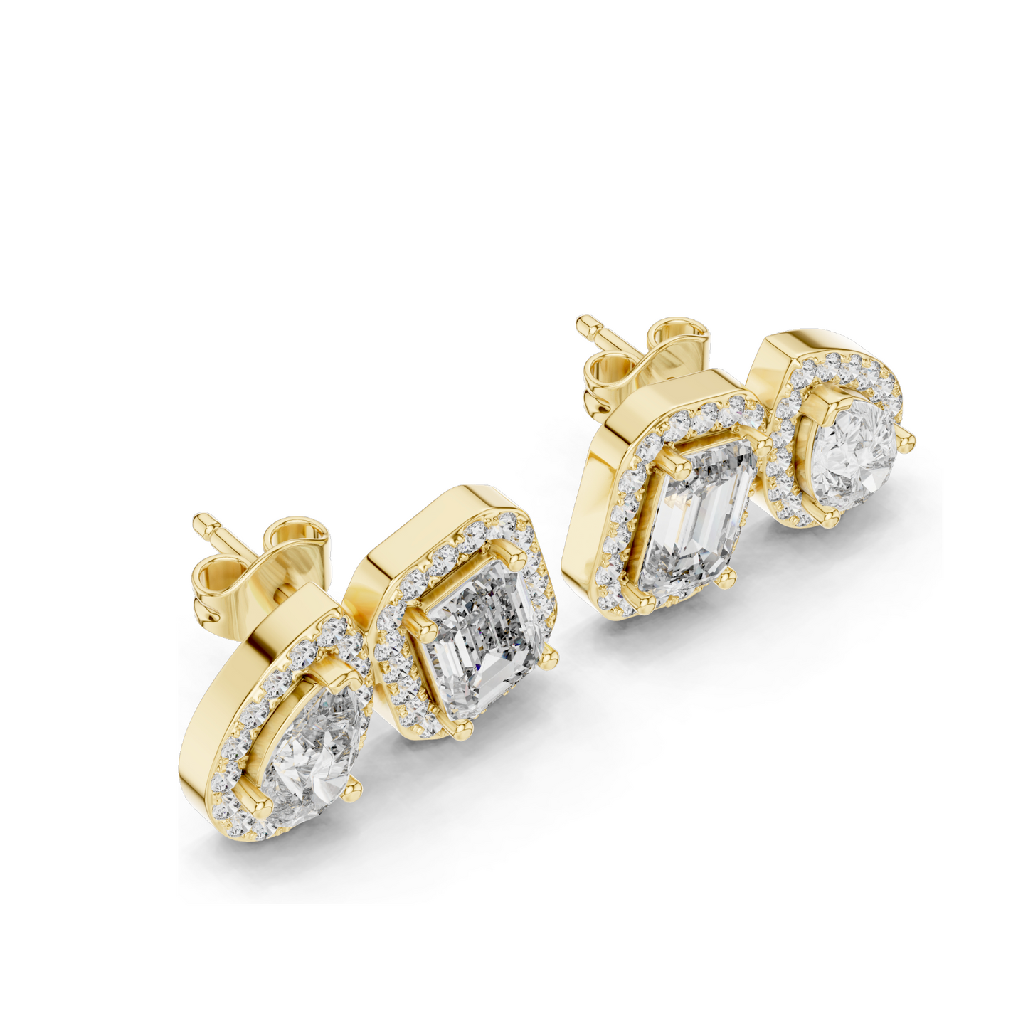 3.906 CT Lab-Grown Diamond Earrings | Cushion and Pear Cut | 18KT, 14KT, 10KT Gold & 925 Silver | Rose, Yellow, White Gold | Luxury Fine Jewelry
