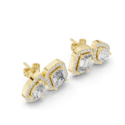 3.906 CT Lab-Grown Diamond Earrings | Cushion and Pear Cut | 18KT, 14KT, 10KT Gold & 925 Silver | Rose, Yellow, White Gold | Luxury Fine Jewelry