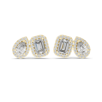 3.906 CT Lab-Grown Diamond Earrings | Cushion and Pear Cut | 18KT, 14KT, 10KT Gold & 925 Silver | Rose, Yellow, White Gold | Luxury Fine Jewelry