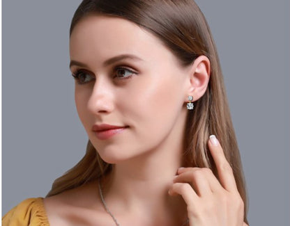 4ct Total Lab Diamond Drop Earrings | 1.50ct + 0.50ct Solitaire in 10K 14K 18K Gold or 925 Silver | Elegant Dangle Bridal Earrings