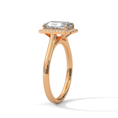Emerald Cut Lab Diamond Halo Engagement Ring – 2ct Center VVS Clarity – Solid Gold in Rose, Yellow, or White – Vintage Style Bridal Ring