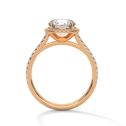 2CT Lab Grown Diamond Halo Engagement Ring | VVS Clarity | 14K/18K Yellow Rose White Gold | Round Cut Cushion Halo | Customizable Ring