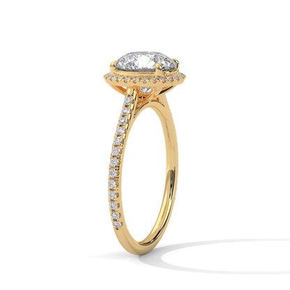2ct Round Lab Diamond Halo Engagement Ring | VVS Clarity | Solid Gold Ring in Yellow, Rose & White | Lab Diamond Side Stones | Maz Jewels