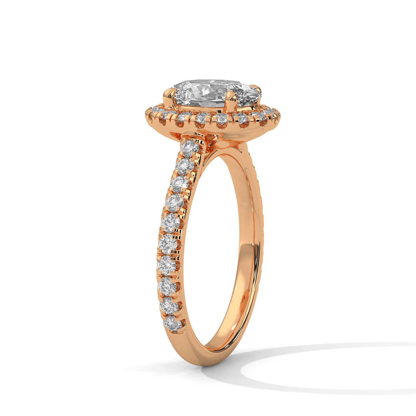 Oval Halo Lab Diamond Engagement Ring | 2ct VVS EF CVD Lab Diamond | Solid Gold Ring | Hidden Halo Ring | Yellow, Rose & White Gold Options