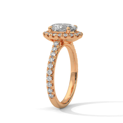 Oval Halo Lab Diamond Engagement Ring | 2ct VVS EF CVD Lab Diamond | Solid Gold Ring | Hidden Halo Ring | Yellow, Rose & White Gold Options