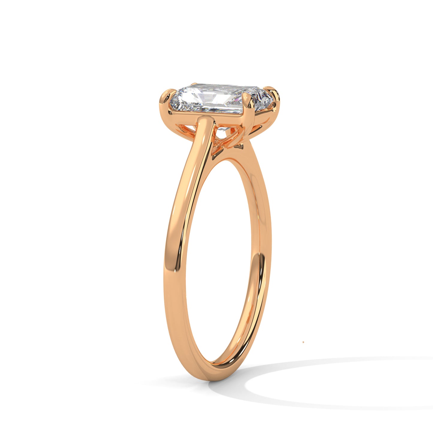 Emerald Cut Lab Diamond Engagement Ring 2ct – White/Rose/Yellow Gold Solitaire Ring | VVS Clarity | Modern Minimalist Wedding Ring