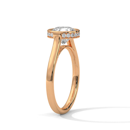 Bezel Set Round Lab Diamond Engagement Ring – 2ct VVS Clarity – Solid Gold in Yellow, Rose, or White – Minimalist Modern Solitaire Ring