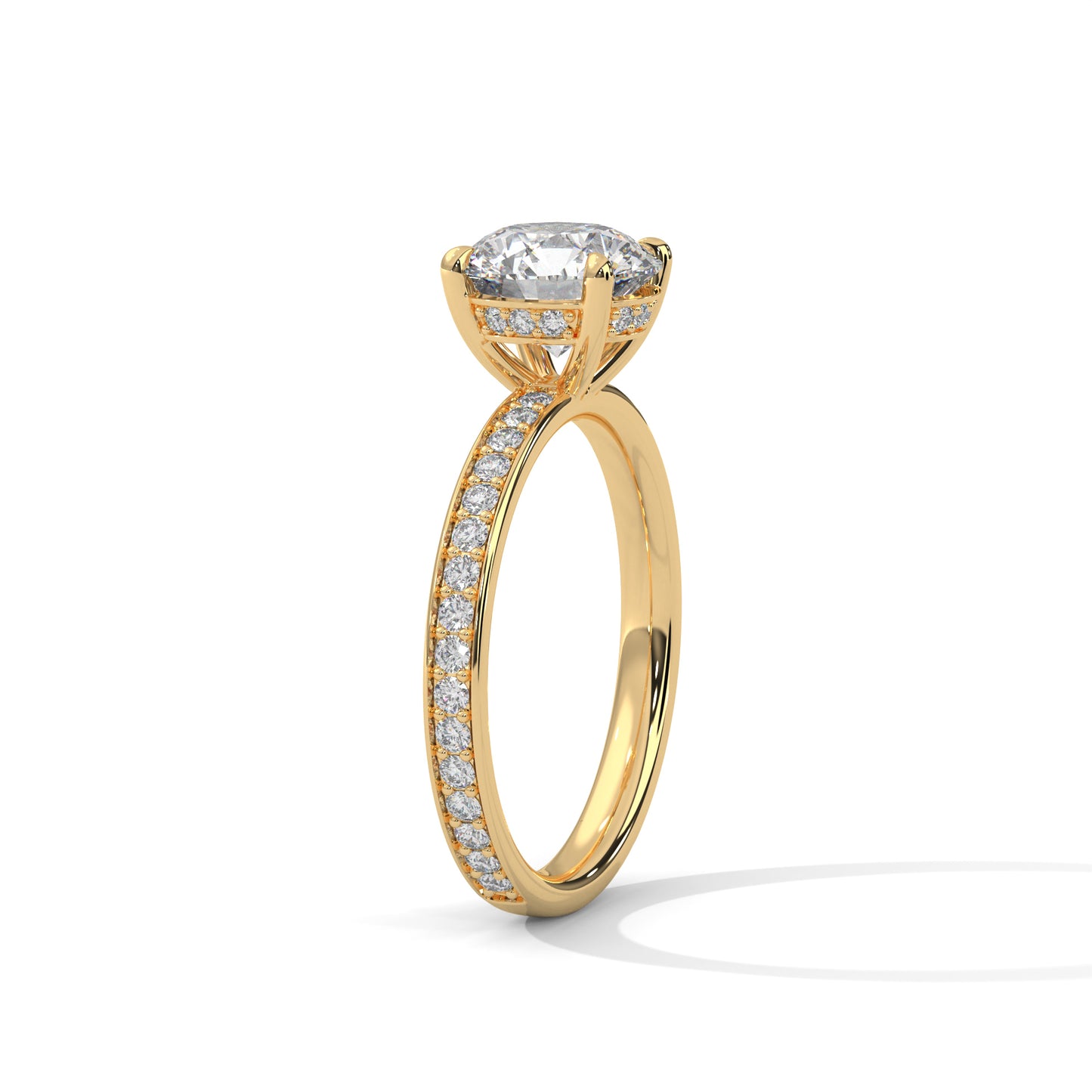 1ct Lab Diamond Engagement Ring | Round Cut Solitaire with Side Stones | 14K 18K 10K Gold & 925 Silver | Dainty Sparkle Ring | Maz Jewels