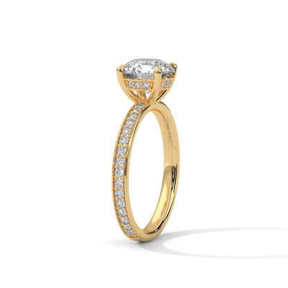 1ct Lab Diamond Engagement Ring | Round Cut Solitaire with Side Stones | 14K 18K 10K Gold & 925 Silver | Dainty Sparkle Ring | Maz Jewels