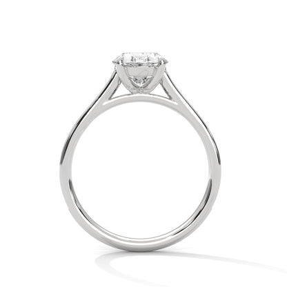 Oval Cut Lab Diamond Engagement Ring – Solitaire with Side Stones – Available in 14K, 18K, 10K Gold & 925 Silver | Custom Gold Colors