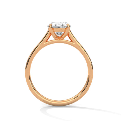 Oval Cut Lab Diamond Engagement Ring – Solitaire with Side Stones – Available in 14K, 18K, 10K Gold & 925 Silver | Custom Gold Colors