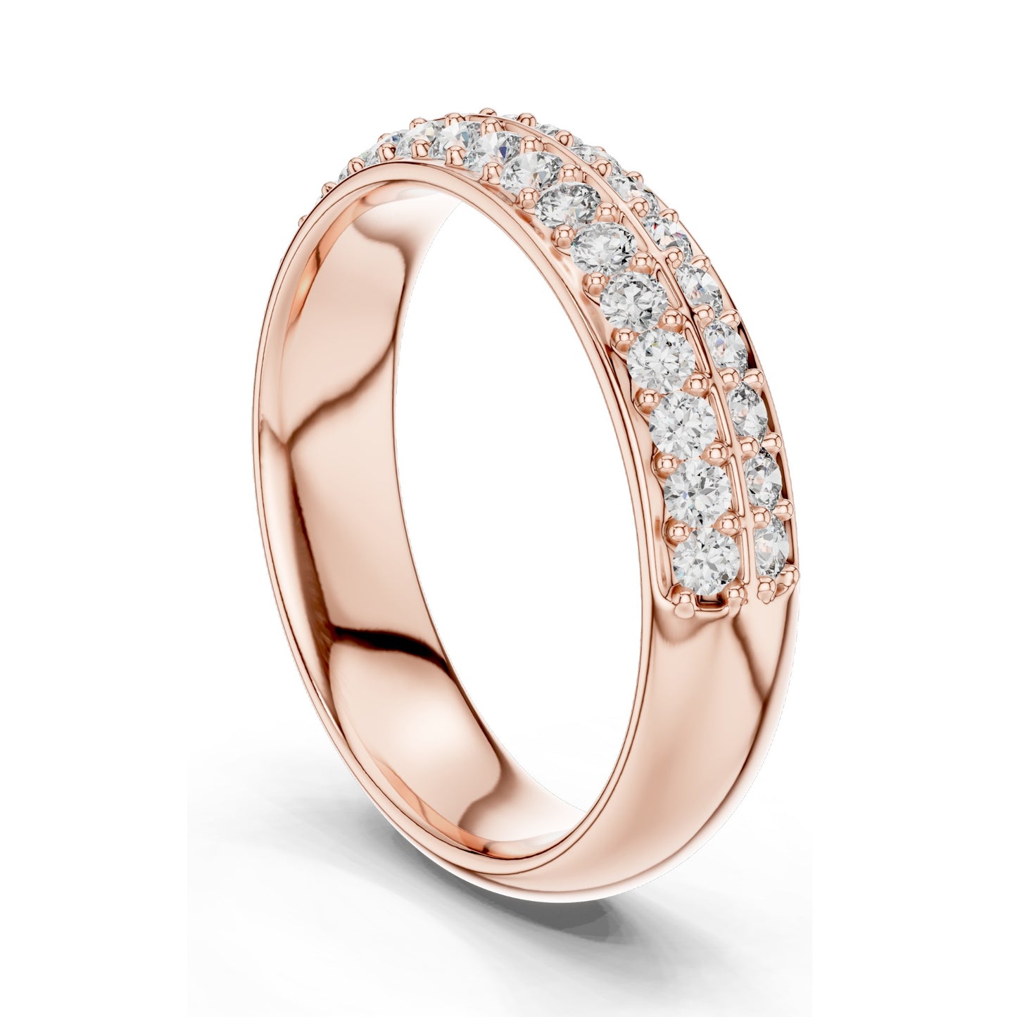 0.54 CT Lab Diamond Pave Band Ring for Women | VVS-VS EF Clarity | Round Brilliant Cut | 18KT, 14KT, 10KT Gold & 925 Silver | Rose, Yellow, White Gold & Moissanite Options