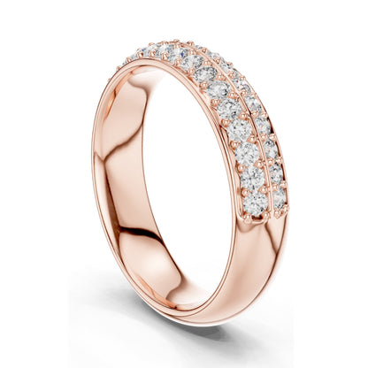 0.54 CT Lab Diamond Pave Band Ring for Women | VVS-VS EF Clarity | Round Brilliant Cut | 18KT, 14KT, 10KT Gold & 925 Silver | Rose, Yellow, White Gold & Moissanite Options