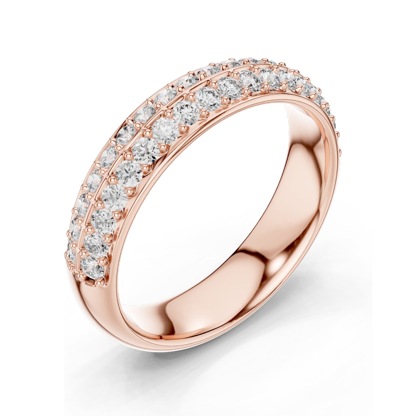 0.54 CT Lab Diamond Pave Band Ring for Women | VVS-VS EF Clarity | Round Brilliant Cut | 18KT, 14KT, 10KT Gold & 925 Silver | Rose, Yellow, White Gold & Moissanite Options