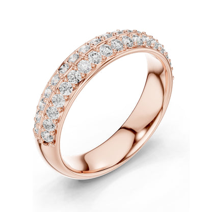 0.54 CT Lab Diamond Pave Band Ring for Women | VVS-VS EF Clarity | Round Brilliant Cut | 18KT, 14KT, 10KT Gold & 925 Silver | Rose, Yellow, White Gold & Moissanite Options